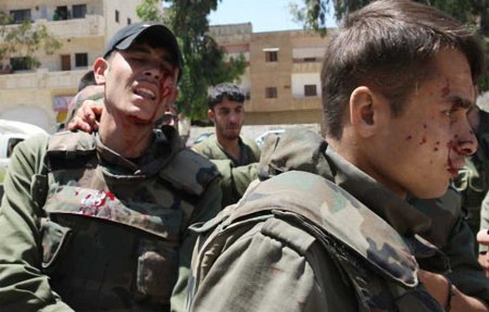 Wounded Syrian soldiers inn Daraa