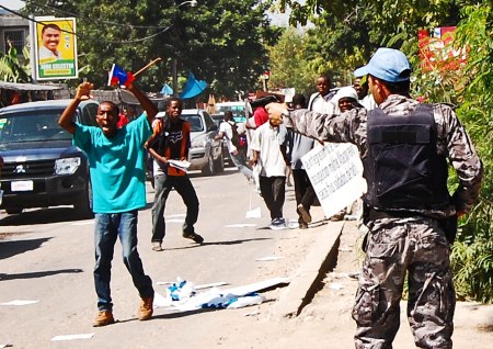 Haiti UN shoots at protester